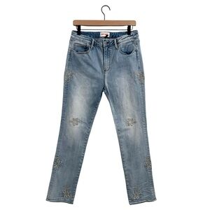 DRIFTWOOD Denim Blue Embroidered Straight Leg Jeans